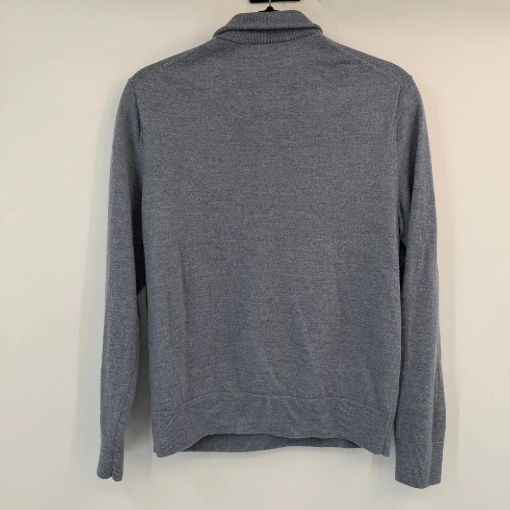 Banana Republic Italian Merino Wool Quarter Zip Sweater Mens Large Blue Gray